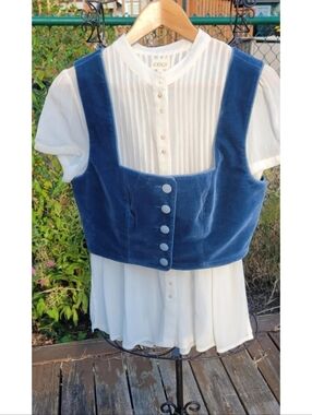 Voriagh "HANNAH" off White Blouse L Octoberfest Lagenlook Sheer Short Sleeve.